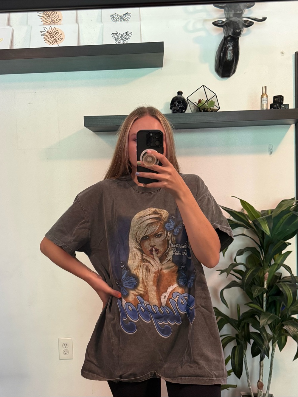 PLAYBOY Black Washed Logo Tee